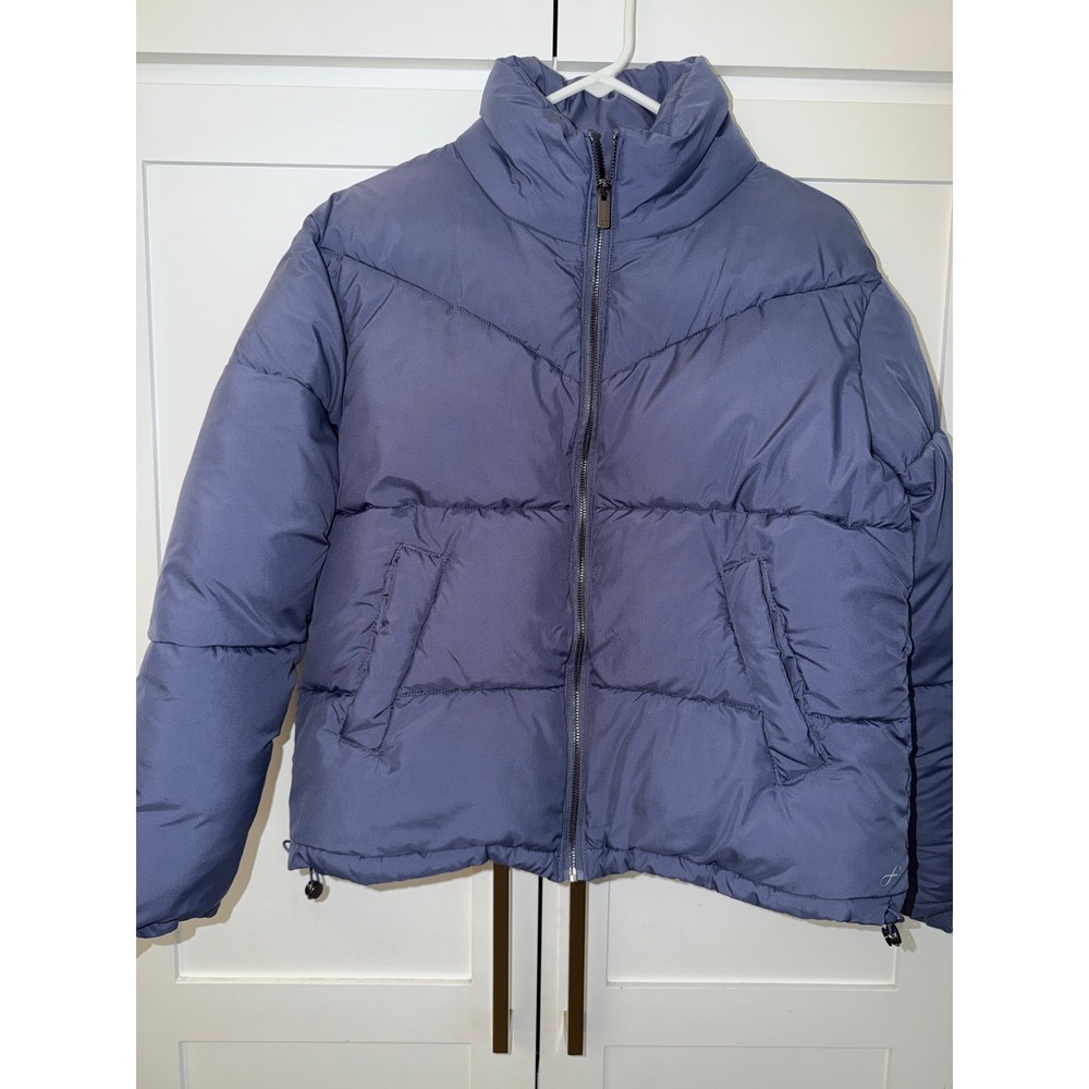 Freely Women Blue Purple Quilted Puffer Jacket Funnel Neck Size Small